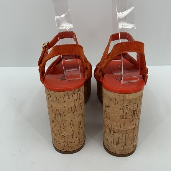 Free People Lisbon platform sandal chunky orange suede cork shoe boho new 40 10 - Picture 5 of 6